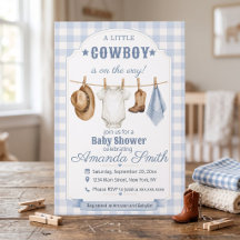 Liten Cowboy Baby Shower Inbjudan | Västerländsk P