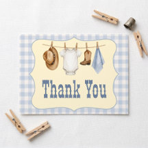 Liten Cowboy Baby Shower Tacksamhetskort 