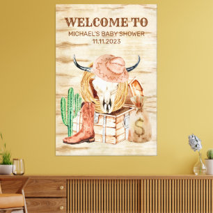 Liten Cowboy Baby Shower Välkommen Western Canvastryck