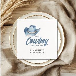 Liten Cowboy Blue Western Pojke Baby Shower  Pappersservett