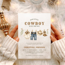 Liten Cowboy Brun Ko Print Baby Shower