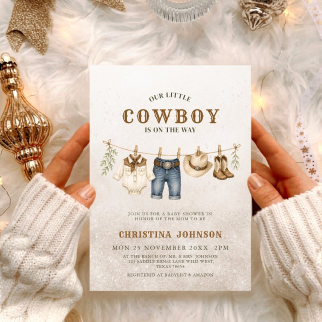Liten Cowboy Brun Ko Print Baby Shower Inbjudningar (Skapare uppladdad)