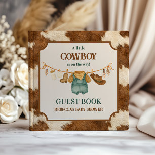 Liten Cowboy Cow Western Klädstreck Baby Shower Gästböcker