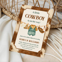 Liten Cowboy Cow Western Klädstreck Baby Shower