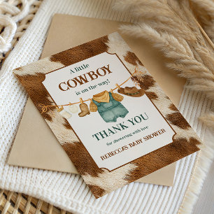 Liten Cowboy Cow Western Klädstreck Baby Shower Tack Kort