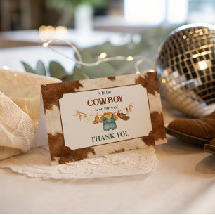 Liten Cowboy Cow Western Klädstreck Baby Shower Tack Kort