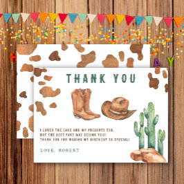 Liten cowboy födelsedagsfest Tack