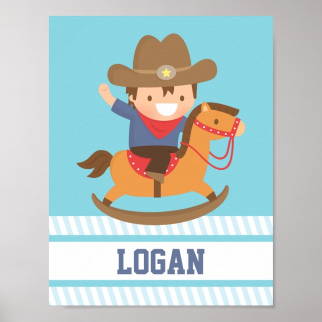 Liten Cowboy Gunghäst Pojkrumsdekor Poster (Framsidan)