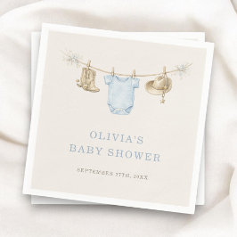 Liten Cowboy Klädstreck Baby Shower Fest Pappersservett