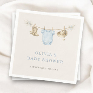 Liten Cowboy Klädstreck Baby Shower Fest Pappersservett