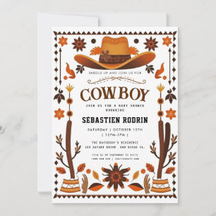 Liten Cowboy Modern Baby Shower Inbjudan