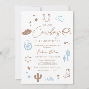 Liten Cowboy Modern Wild West Bebis Shower Inbjudningar