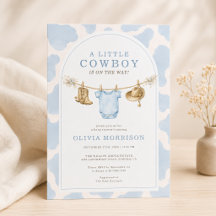 Liten Cowboy Pojke Ko Print Baby Shower