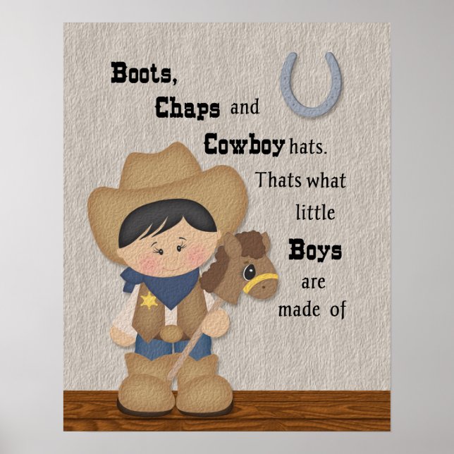 Liten Cowboy Stövlar och Chaps Wordart Poster (Framsidan)
