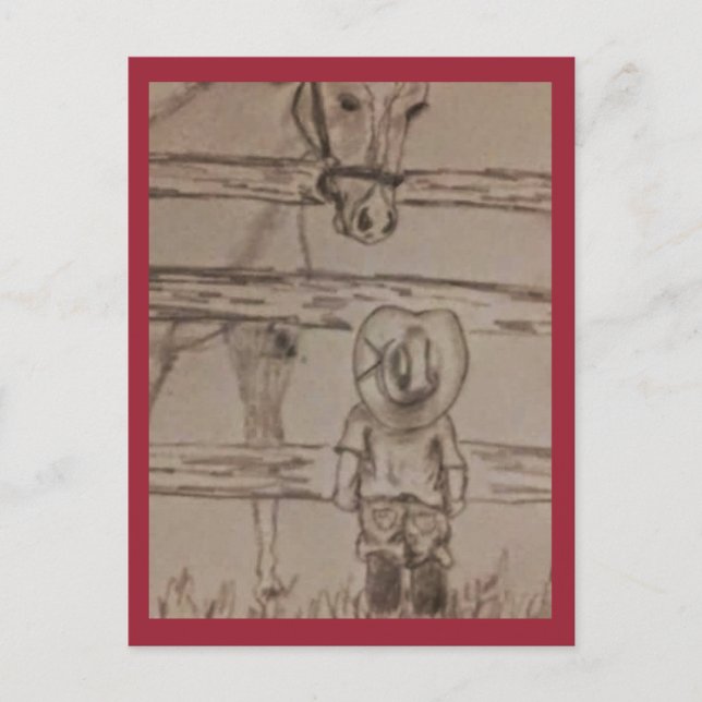 liten cowboy vykort (Framsida)