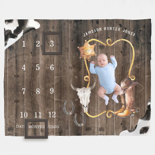 Liten Cowboy Western Baby Milstolpe Filta Fleecefilt