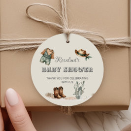 Liten Cowboy Western Baby Shower Förmån Tack Gåvor Etiketter