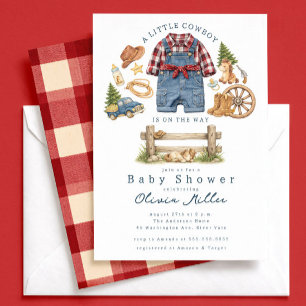 Liten Cowboy Western Baby Shower Inbjudan