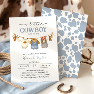 Liten Cowboy Western Baby Shower Inbjudningar