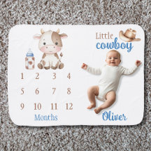 Liten Cowboy Western Milestone Babyfilt