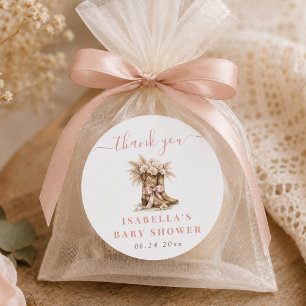 Liten Cowgirl Baby Shower Elegant Tack Runt Klistermärke