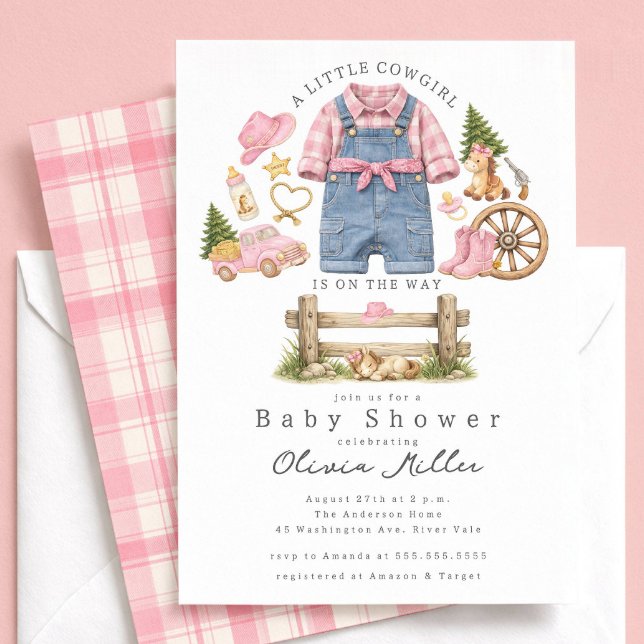 Liten Cowgirl Baby Shower Inbjudan Tjej (Skapare uppladdad)