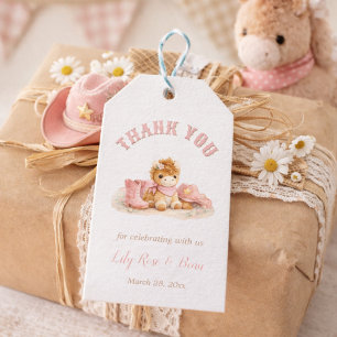 Liten Cowgirl Baby Shower Tacksamtgåva Presentetikett