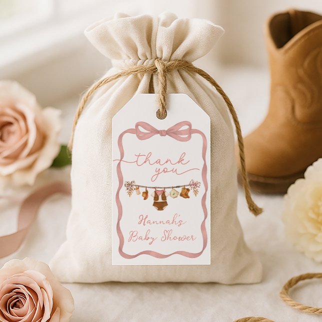Liten Cowgirl Babyfest Presentetikett (Skapare uppladdad)
