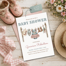 Liten cowgirl-babyshower klädstreck lotteri bok