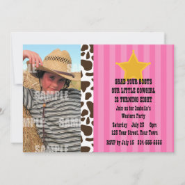 Liten cowgirl födelsedagsfest inbjudningar