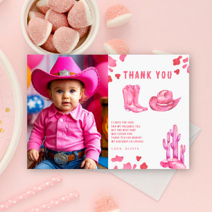 Liten cowgirl födelsedagsfest Tack Kort