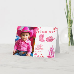 Liten cowgirl födelsedagsfest Tack Kort