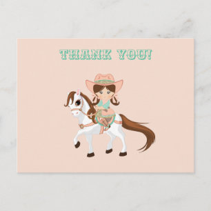 Liten cowgirl på häst Tjejer Western Tack Vykort