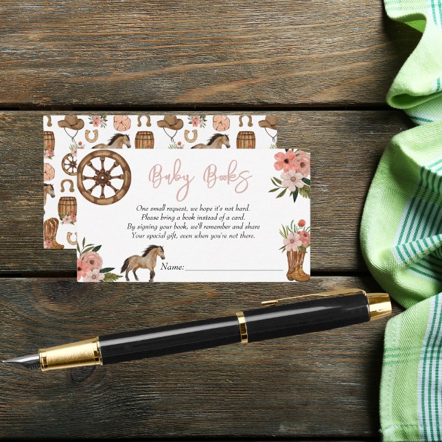 Liten cowgirl på väg Baby Shower Babyböcker Tilläggskort (Skapare uppladdad)