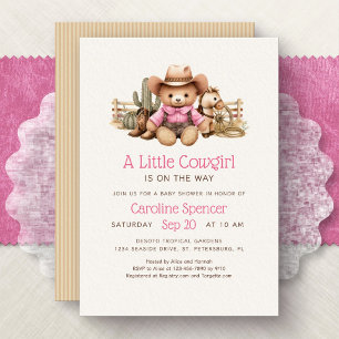 Liten Cowgirl Rosa Western Bebis Shower Inbjudningar