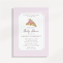 Liten croissant rosa randig fransk baby shower