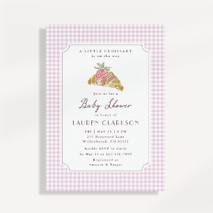 Liten croissant rosa randig fransk baby shower inbjudningar