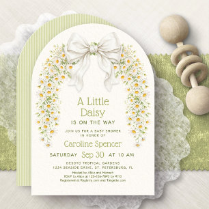 Liten Daisy Bow Wildflower Baby Shower Inbjudningar