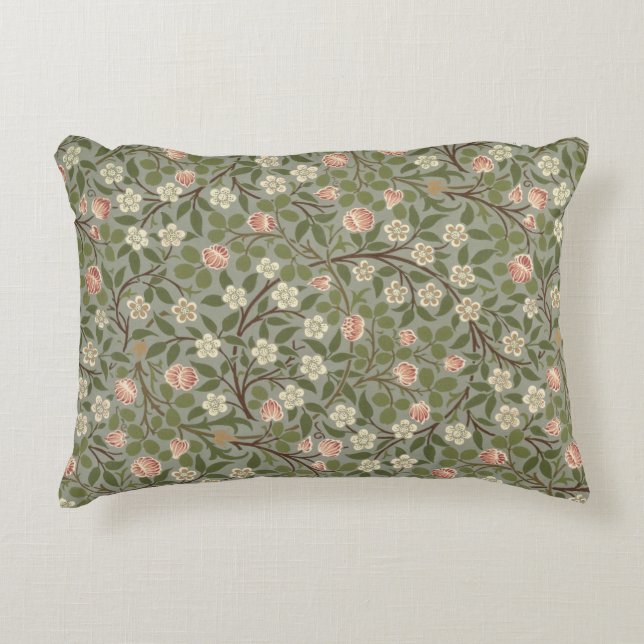 Liten design för rosa- och vitblommatapet prydnadskudde (Framsidan)