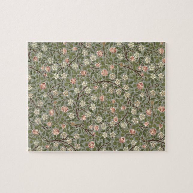 Liten design för rosa- och vitblommatapet pussel (Horisontell)
