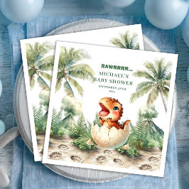 Liten Dino Baby Shower Kläcks Snart Namn Servetter