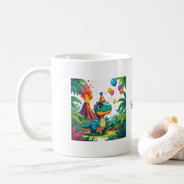 Liten Dino, Stora Drömmar – Redigerbar Dinosaurie  Kaffemugg (Med munk)