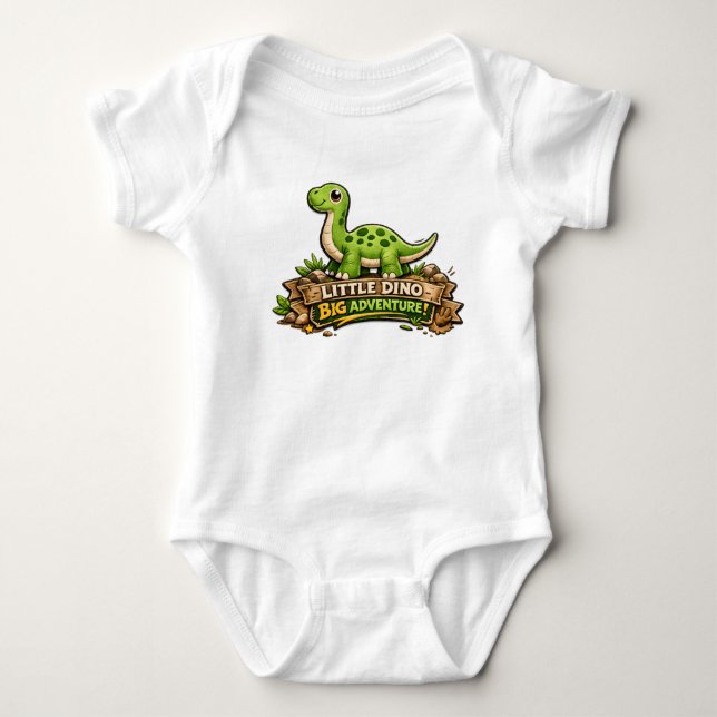 🦕✨ ”Liten Dino, Stort Äventyr!”👶💚 T Shirt (Framsida)
