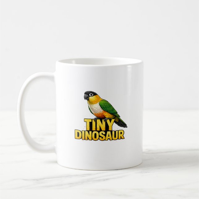 Liten dinosaur Caique-papegoja Kaffemugg (Vänster)