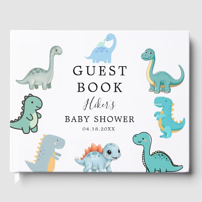 Liten dinosaur Söt babyfirande Gästböcker (Framsida)