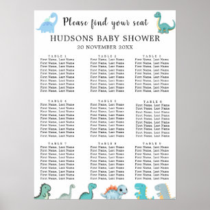 Liten dinosaur söta baby shower sittplatskort poster
