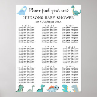 Liten dinosaur söta baby shower sittplatskort poster