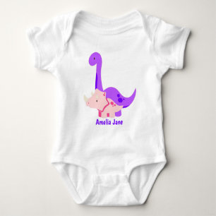 Liten dinosaur tjej lila t shirt