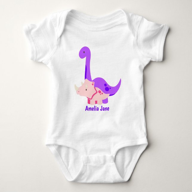 Liten dinosaurflicka lila t shirt (Framsida)