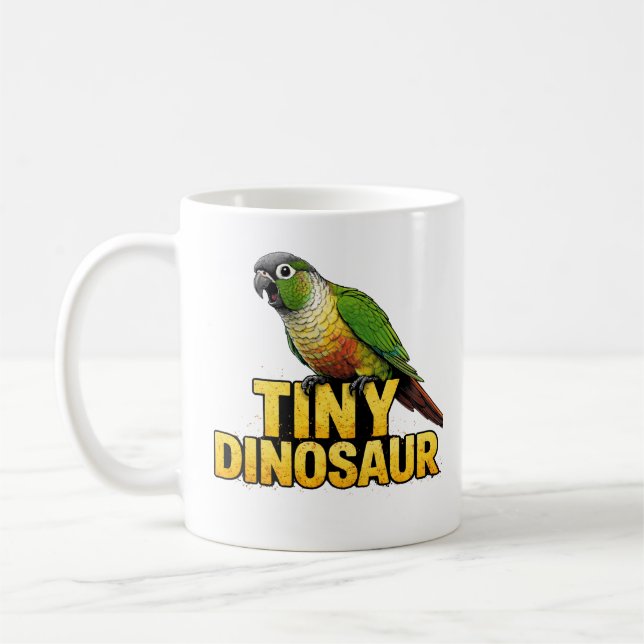 Liten dinosaurgrönkindad conure kaffemugg (Vänster)